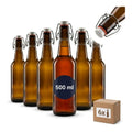 Lot 6 bouteilles en verre 500 ml antique possédant bouchon pivotant Bouteilles dans verre brun du 05 l à remplir Bouteilles à bouchon mécanique pour jus bière ainsi que boissons maison BF500A