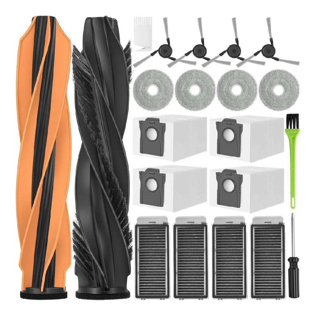 Pro L50s L40s Ultra Accessoires pour Dreame X50 Ultra Complete/ L40s Pro Ultra / L50s Pro Ultra Pièces de Rechange X50 2 Brosse Principale 4 Sacs à Poussière 4 Chiffons 4 Filtres 4 Brosse Latérale
