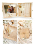 Coon Coffret Joli en bois destiné à demande marraine Veuxtu être ma marraine Vraies fleurs séchées emplacement photo avec aimant en cœur gravure intérieure fermoir métallique prêt à offrir