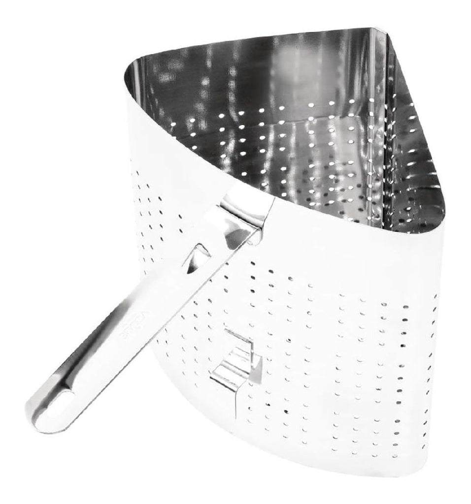 Panier cuit-pâtes inox couleur argent Taille 233 H x 210 L x 325 P mm contient cuit et égoutte les pâtes ou blanchit les légumes usage professionnel et domestique DM058